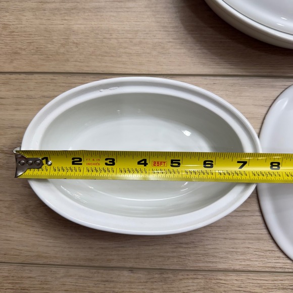 2x Vintage Pillivuyt Culinaire White Porcelain Oval Lidded Casserole‎ Dish 12oz - Picture 9 of 10
